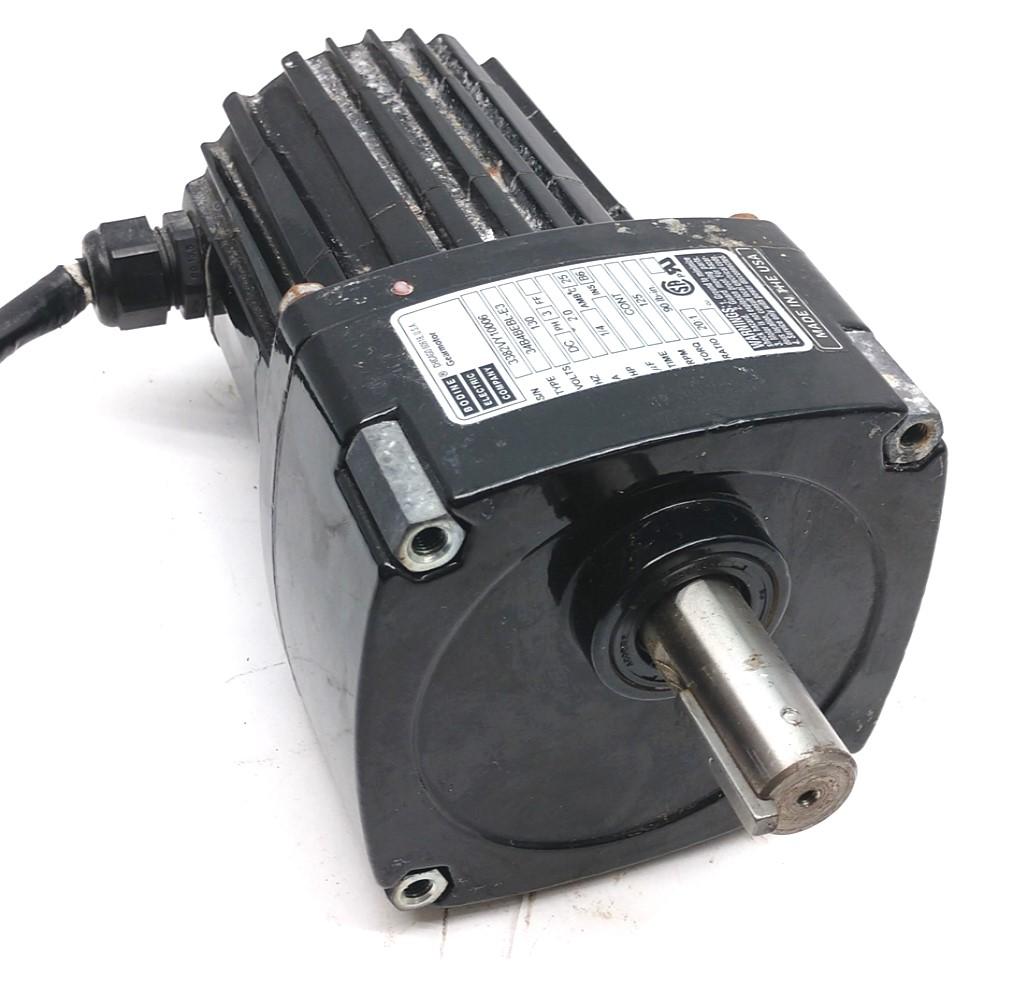 Used Bodine 34B4BEBL-E3 Gearmotor 20:1, 130VDC, 90 lb-in, 2A, 3 Phrase, 1/4HP, 125RPM