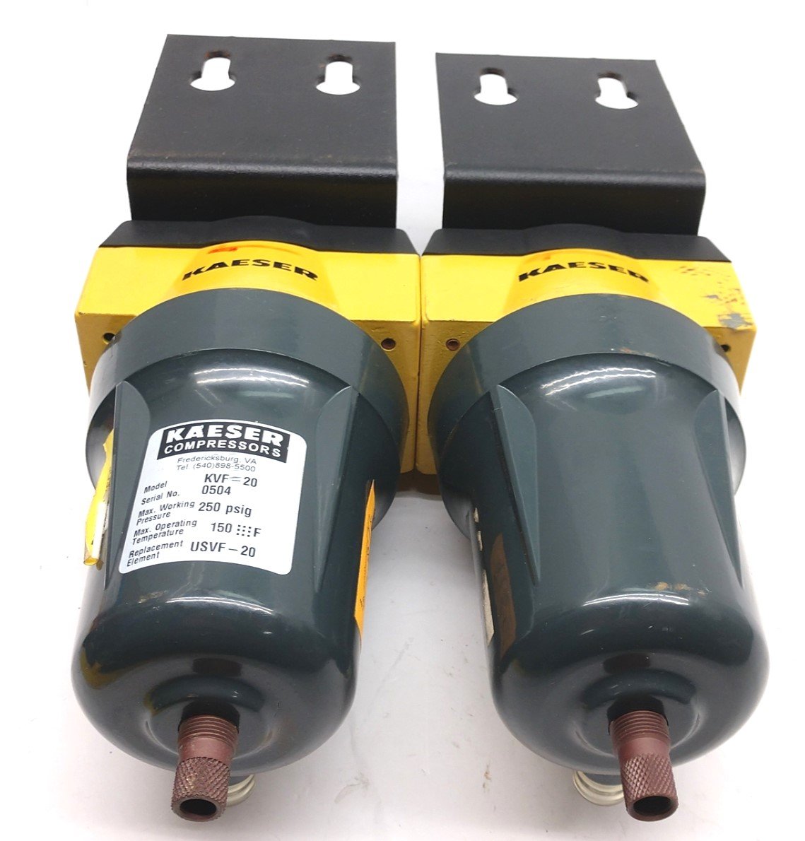 Used Lot of 2 Kaeser Compressors KVF-20 Vapor Absorbers, 1/2" NPT 250PSIG, 150°F