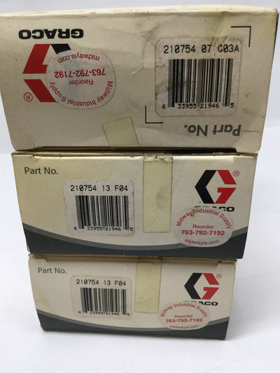 New – Open box Lot of 3 Graco 210754 Back Pressure Relieving Valve Regulator Repair Kits