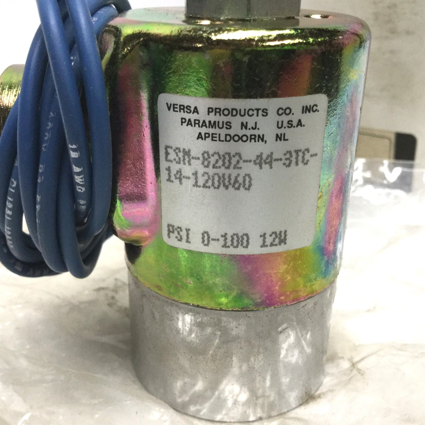 New – Open box Versa ESM-8202-44-3TC-14 Three Way Multi Purpose Solenoid Valve, 120VAC, 100psi
