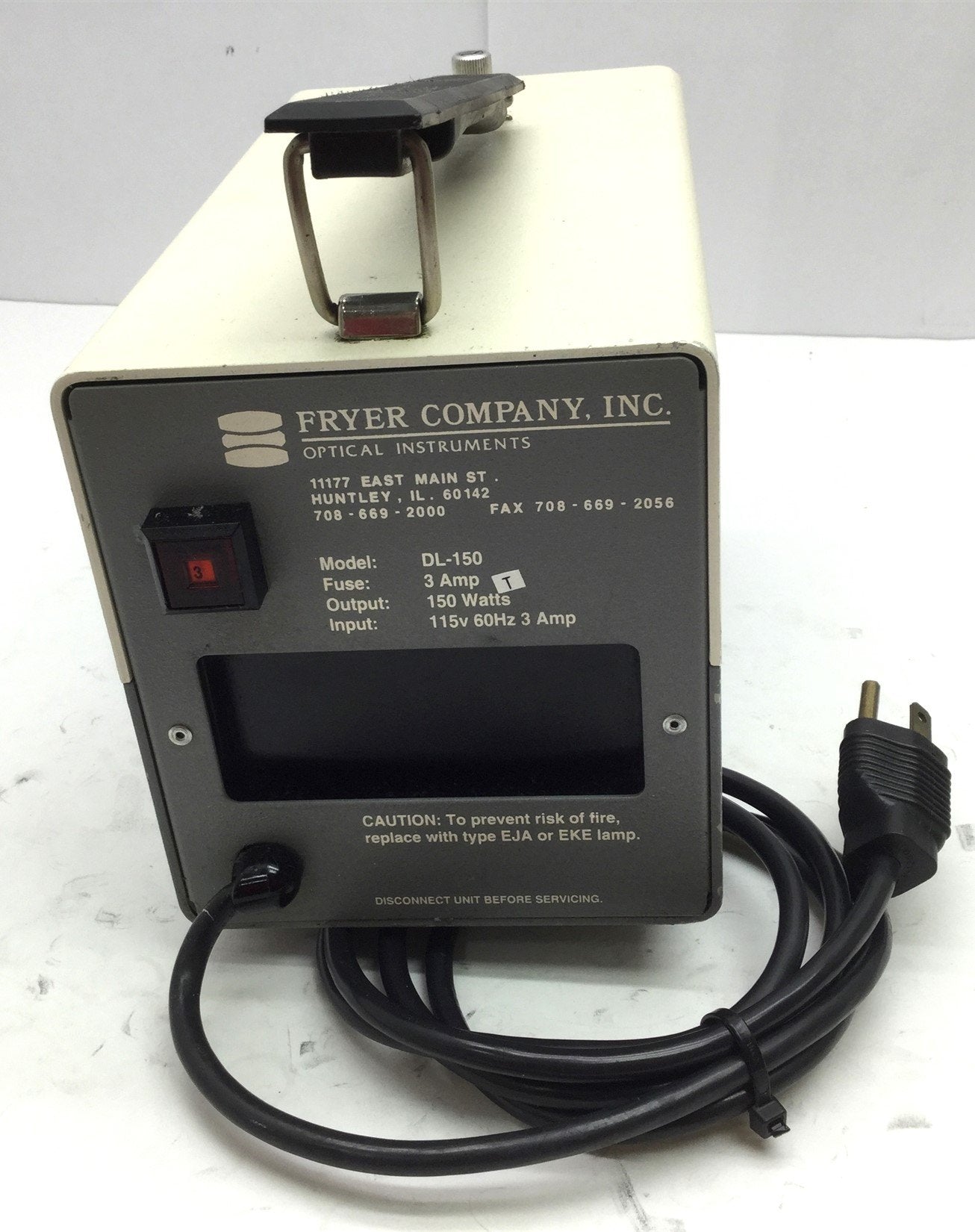 Used Fryer Company DL-150 Dyna-Lite Fiber Optic Light Source 115VAC, 150W 21V EKE