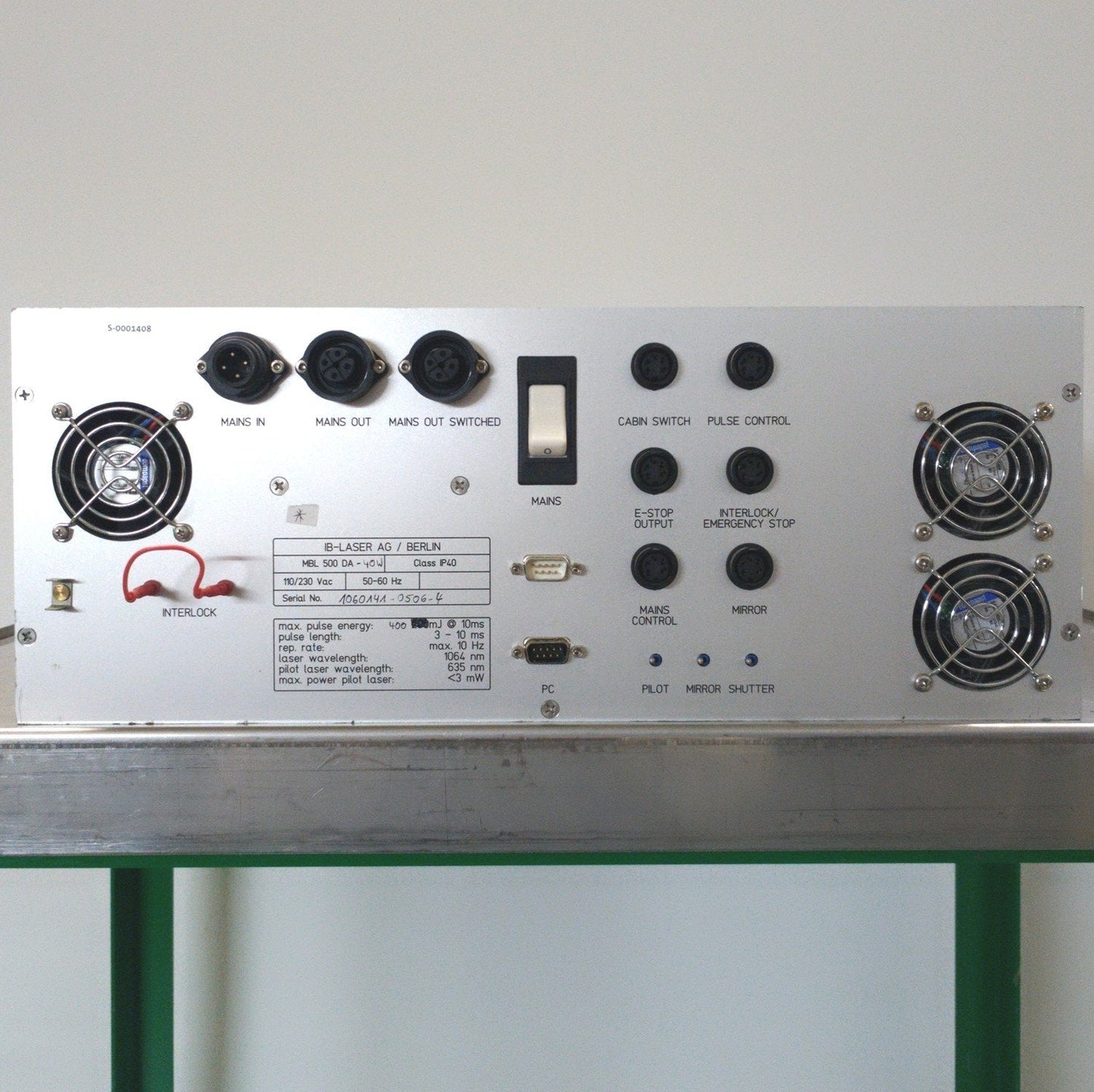 Used IB Laser AG/Berlin MBL-500-DA-40W Fiber Optic Laser 40W 1064nm 400mJ 110/230VAC