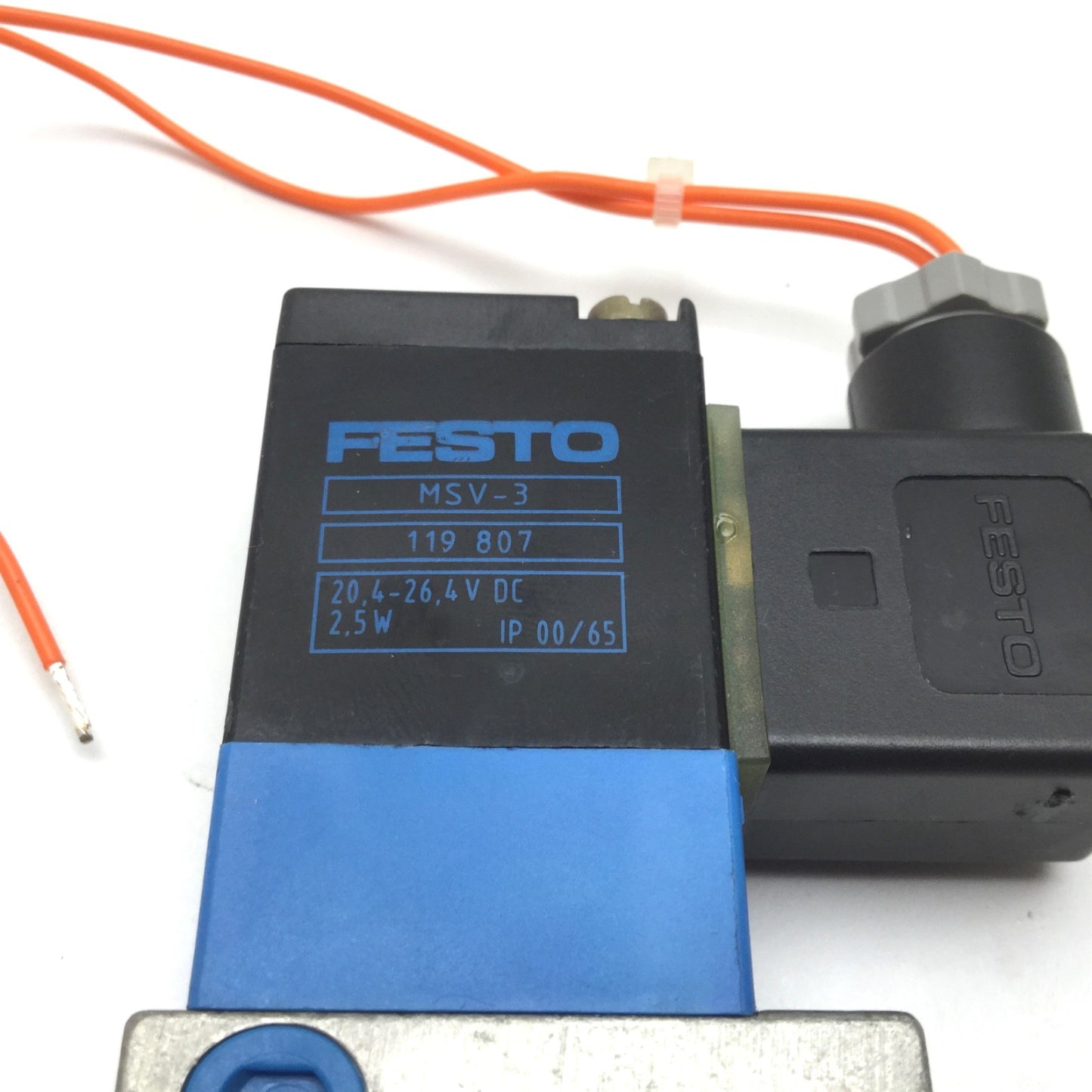 Used Festo MVH-5/3G-1/8-B Solenoid Valve, 3-Position 5-Port, Voltage: 20.4-26.4VDC