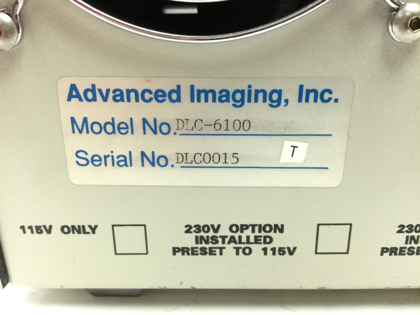 Used Advanced Imaging DLC-6100 Fiber Optic Light Source Current LCD, 18mm Out, 115VAC