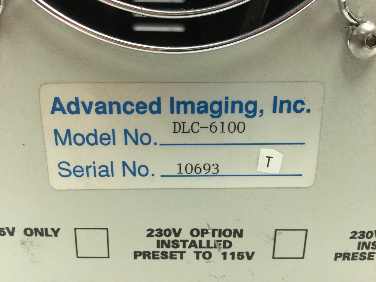 Used Advanced Imaging DLC-6100 Fiber Optic Light Source Current LCD, 8mm Out, 115VAC