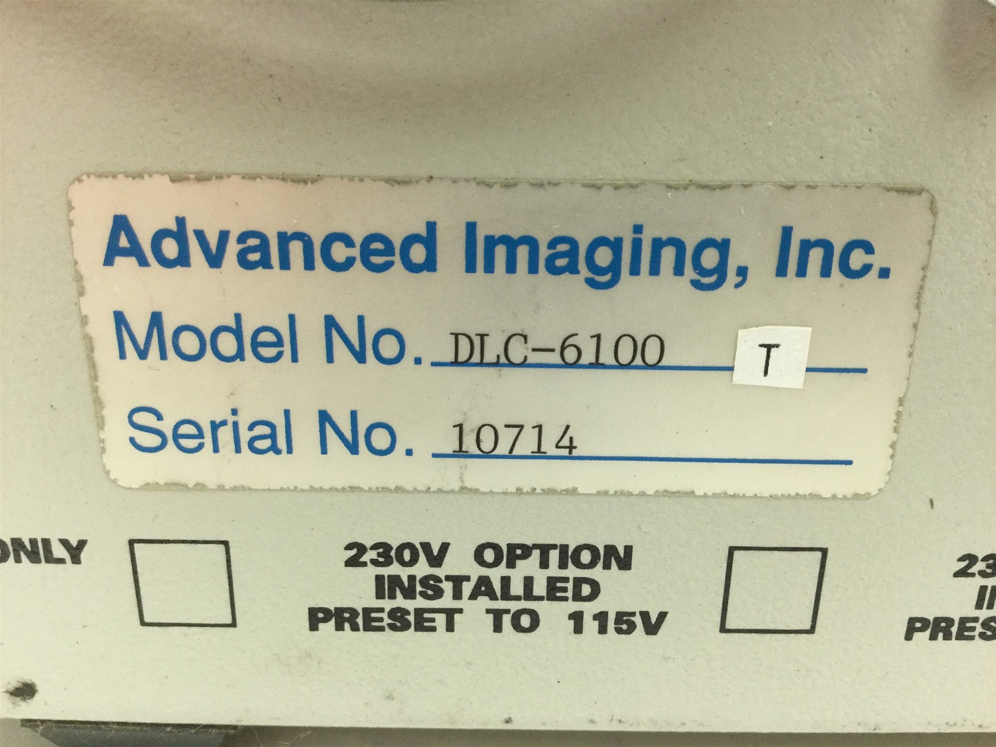 Used Advanced Imaging DLC-6100 Fiber Optic Light Source Current LCD, 115VAC, 18mm Out