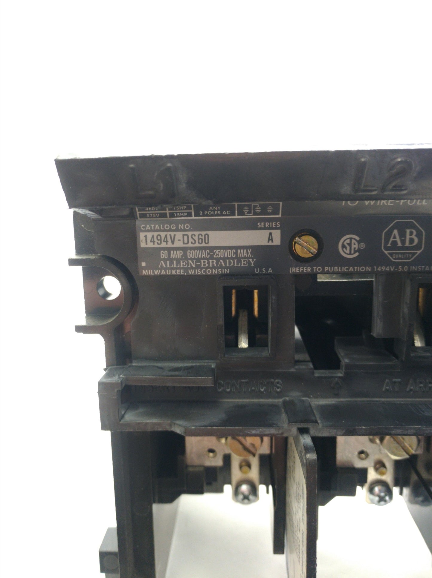 Used Lot of 2 1494V-DS60 Allen-Bradley Line Terminal Guard, 3-Pole, 600VAC/250VDC 60A