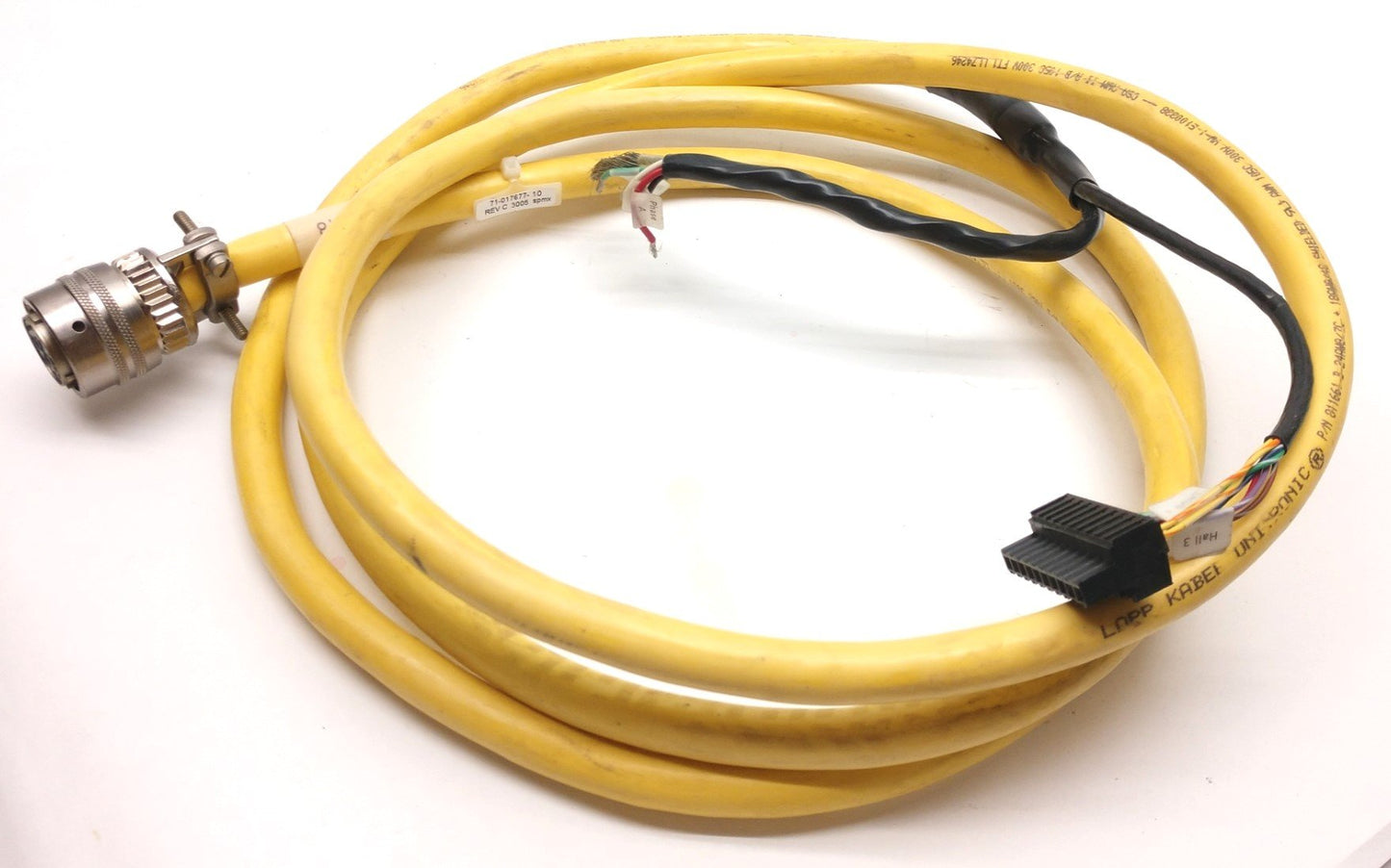 Used Parker 71-017677-10 Rev-C Cable, 12-Pin Connection to Flying Leads, 8' Long