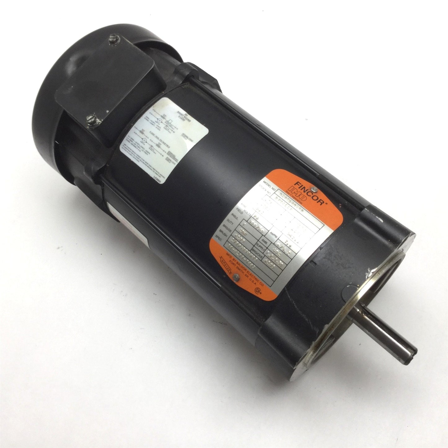 Used Fincor 9207509TFB DC Motor, 90VDC, Frame: 56C, Power: 3/4HP, Shaft: 5/8"