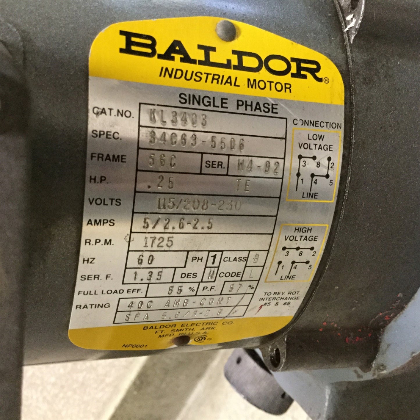 Used Precision Control Products H5721-141 Metering Pump, With Baldor KL3404 Motor