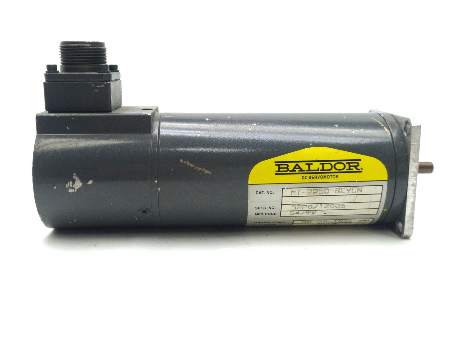 Used Baldor MT-2250-BCYCN DC Servomotor, NEMA 23, 50oz/in, 5000RPM, 40VDC, w/ Cable