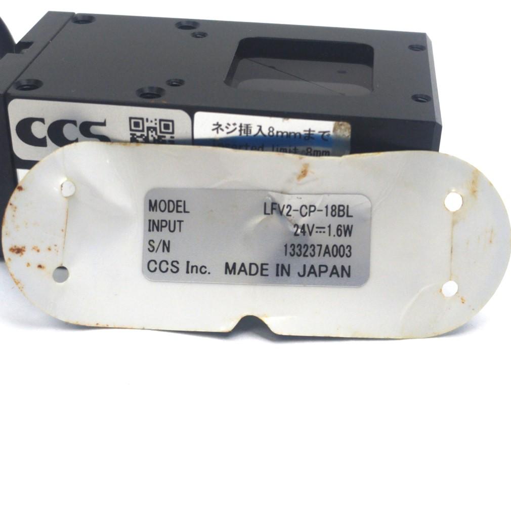 Used CCS LFV2-CP-18BL LED Coaxial Light, Blue, 18x18mm Aperture, 4" Cable, 24VDC