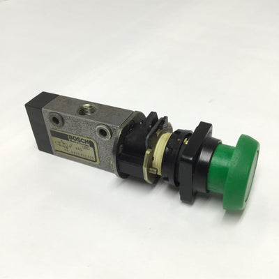 Used Bosch Rexroth 0820402025 Mechanical Directional Valve, 2/3, Green Pushbutton