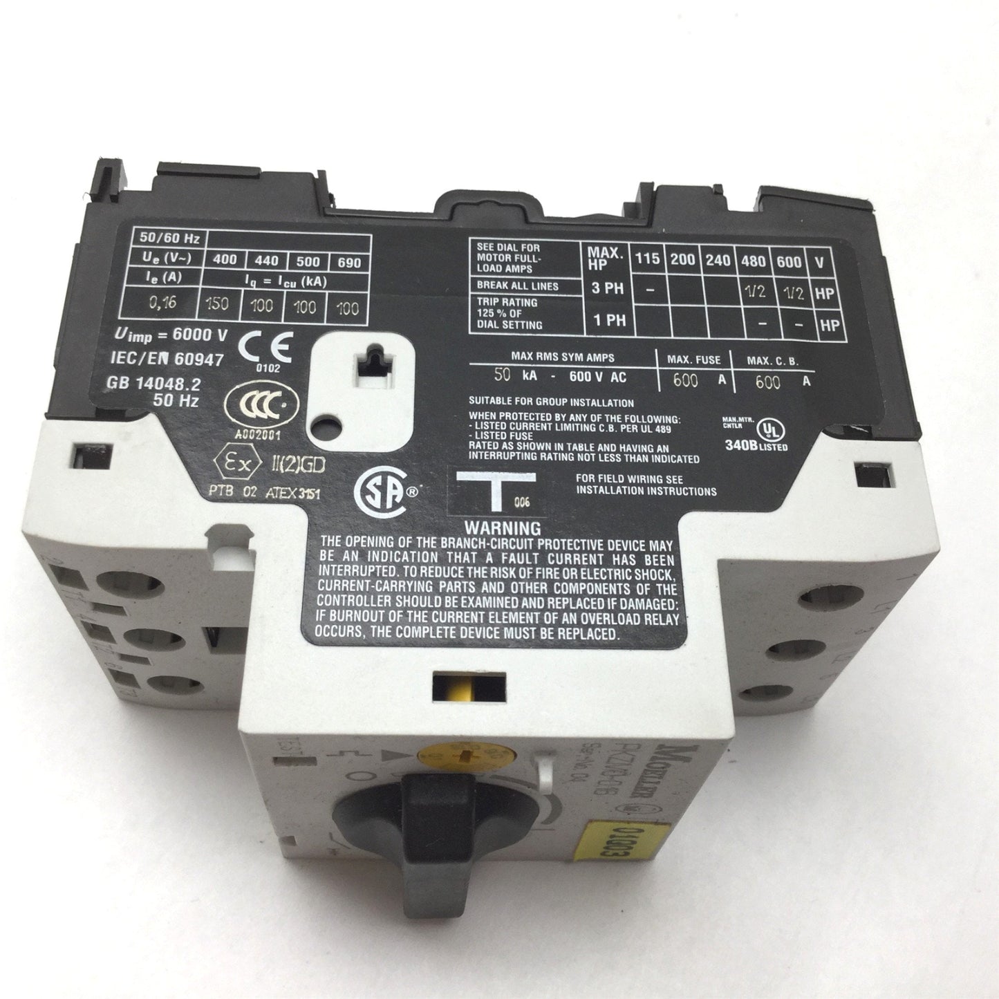 Used Moeller PKZM0-0,16 Motor Protector Circuit Breaker, Current Range: 0.1-0.16A