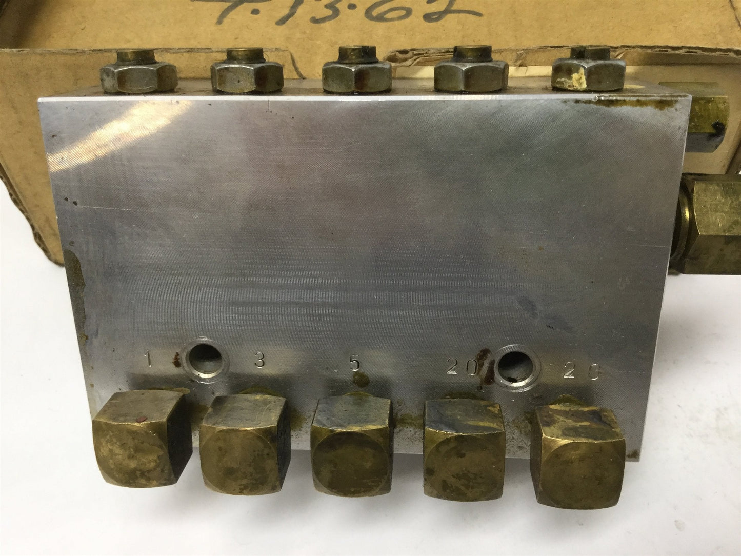 Used Mazak G77LA000380 Lube Mixing Valve Block CNC Machine Part (.01,.03,.05,.2,.2,)