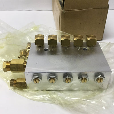 New Mazak G77LA000380 Lube Mixing Valve Block CNC Machine Part (.01,.03,.05,.2,.2,)