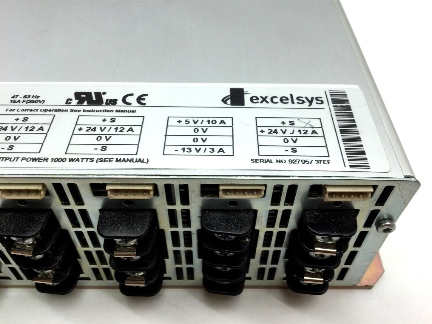 Used Excelsys 3G6D444464K00A Power Supply, 6 Slot, 22.5, 24, and 5 VDC, 1000 Watts