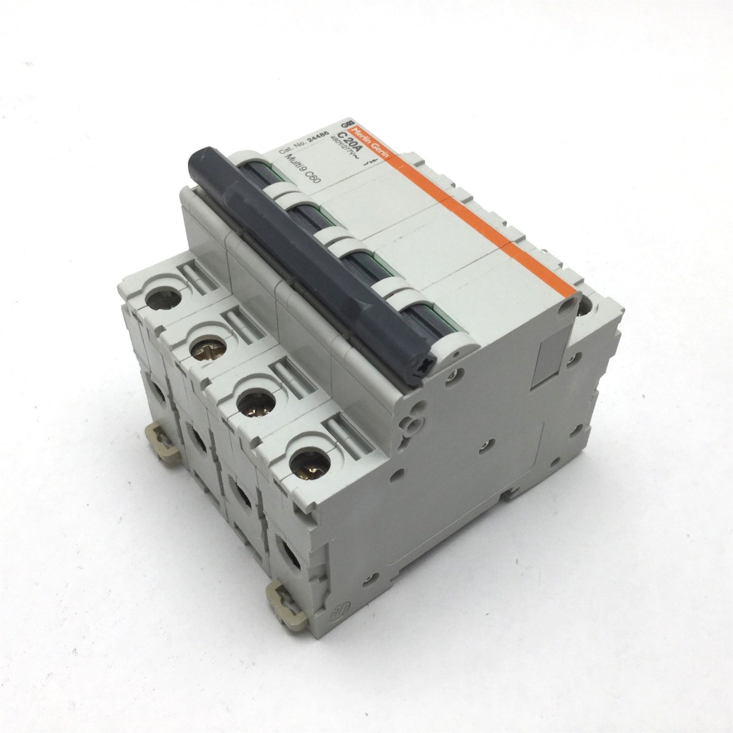 Used Merlin Gerin 24486 Multi9 C60 Circuit Breaker, 4-Pole, Type C, Rating: 20A