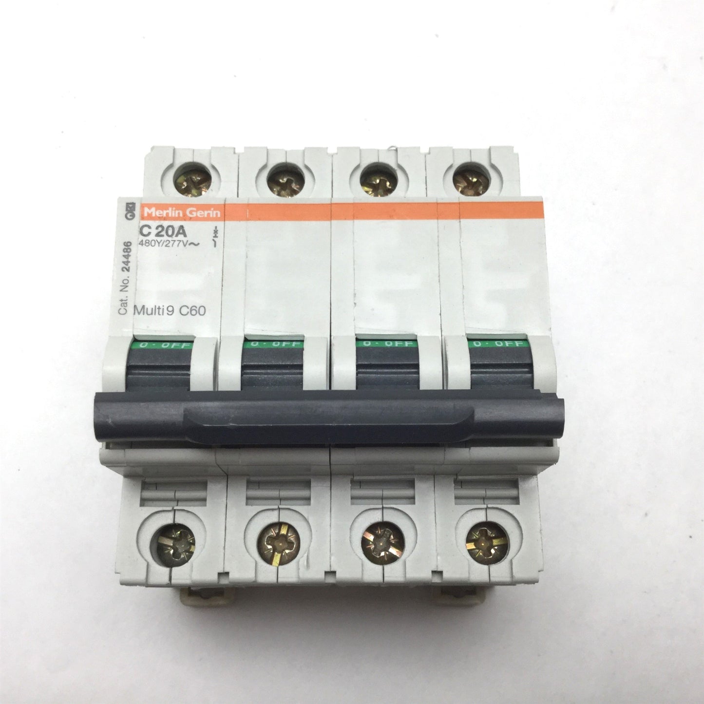 Used Merlin Gerin 24486 Multi9 C60 Circuit Breaker, 4-Pole, Type C, Rating: 20A