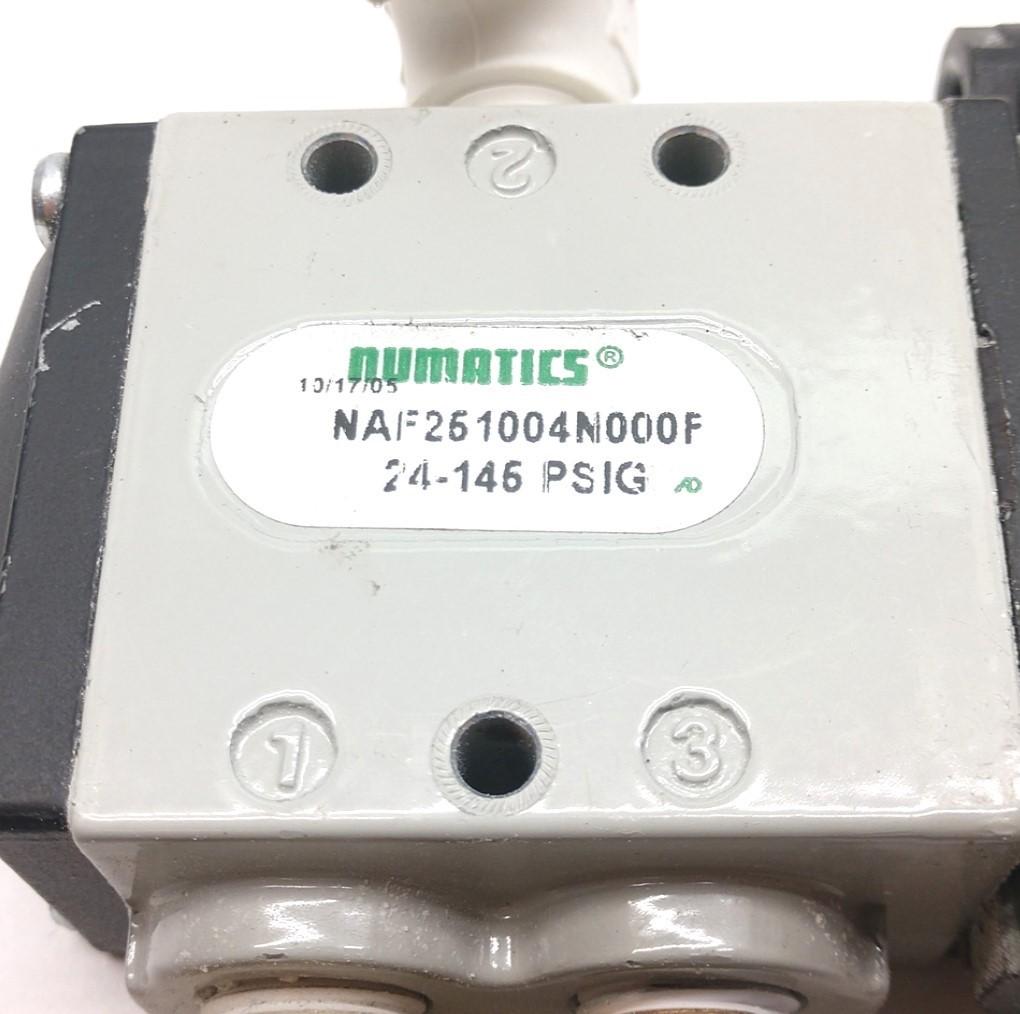 Used Numatics NAF251004N000F Solenoid Valve, Pressure: 24-145psig, With DA-0051-U