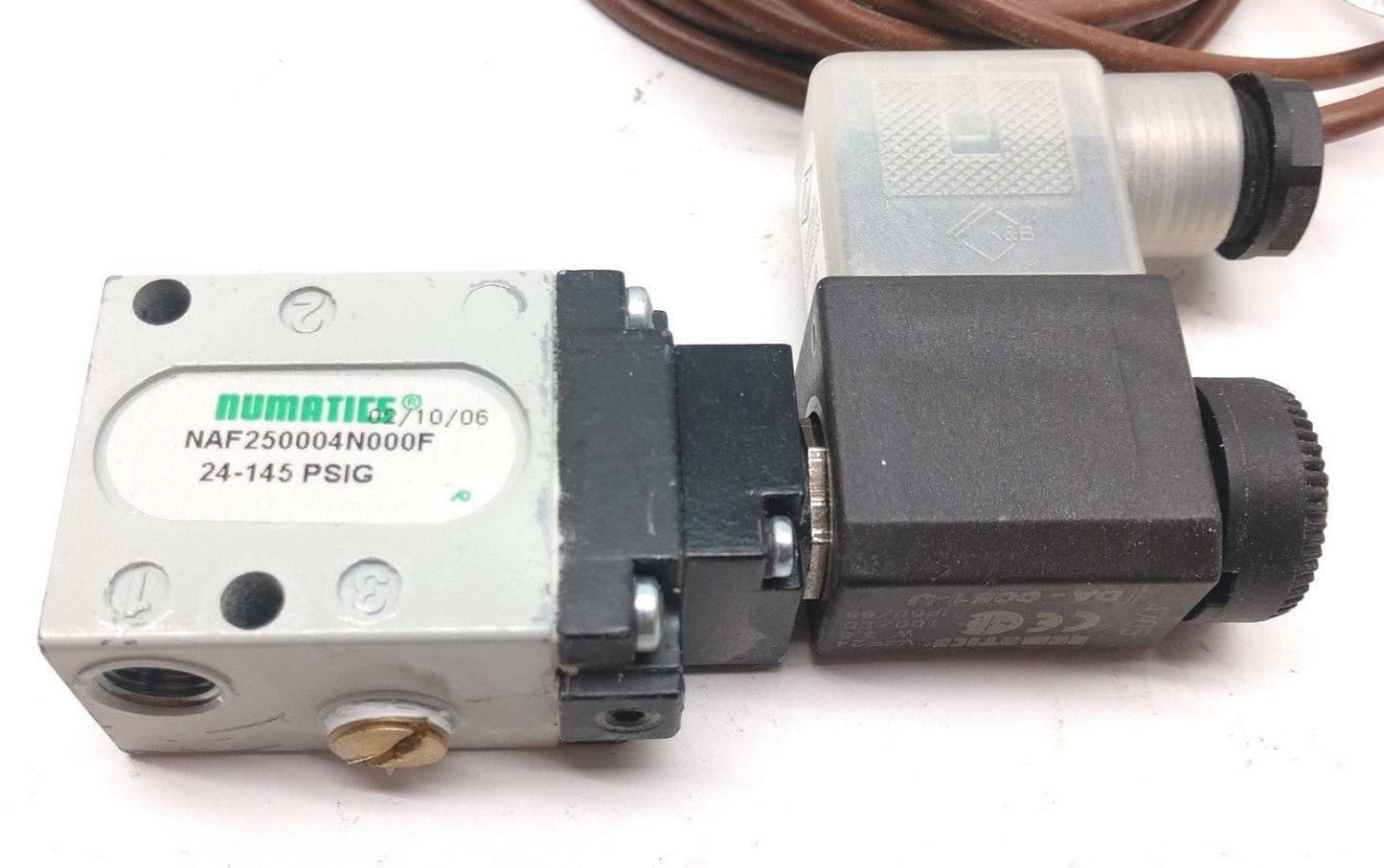 Used Numatics NAF250004N000F Solenoid Valve, Coil: 24VDC, Pressure: 24-145 PSIG