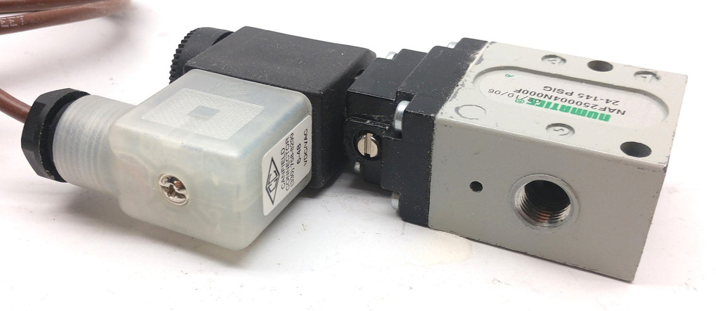Used Numatics NAF250004N000F Solenoid Valve, Coil: 24VDC, Pressure: 24-145 PSIG