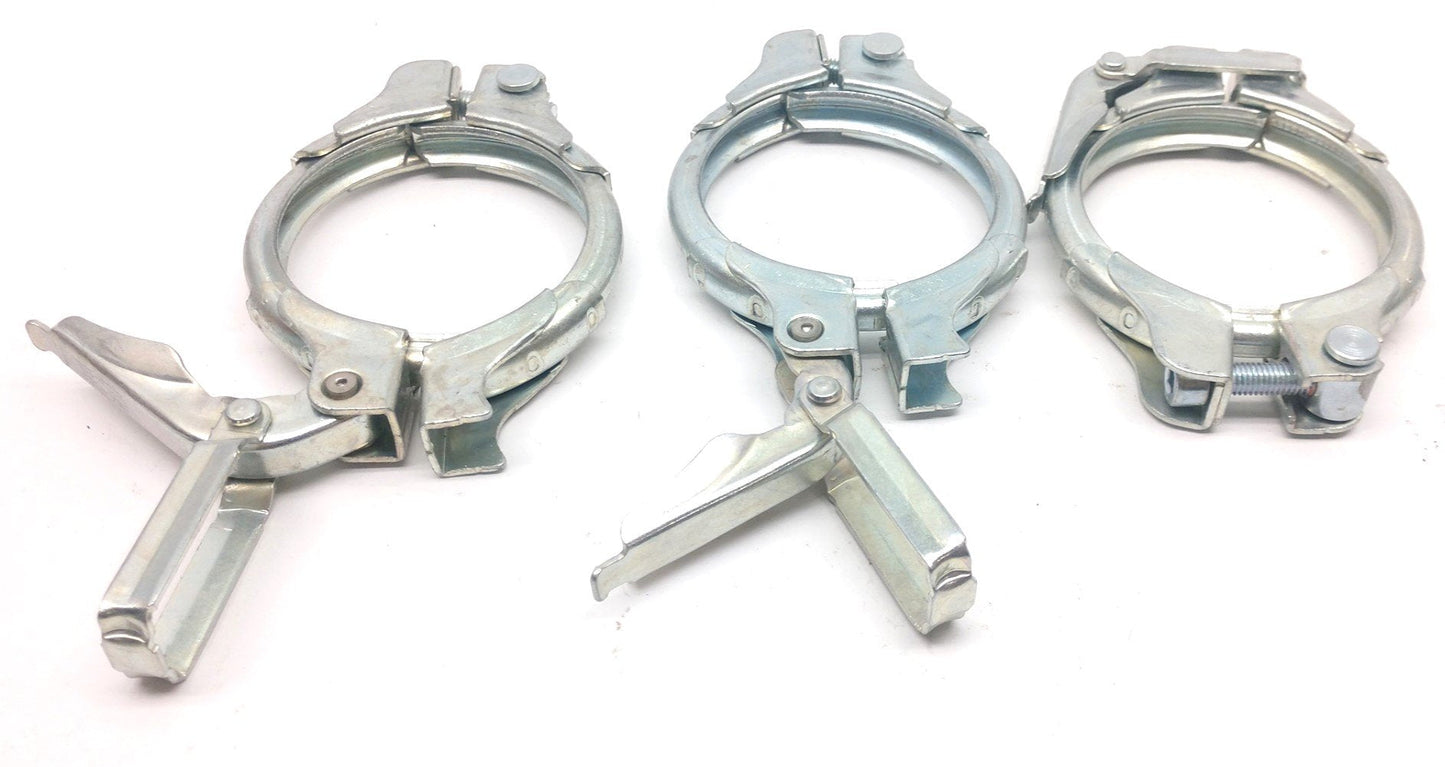 Used Lot of 3 Jacob 3-3/4" Ringlock Clamps, Adjustable, Inner Diameter: 3", Steel