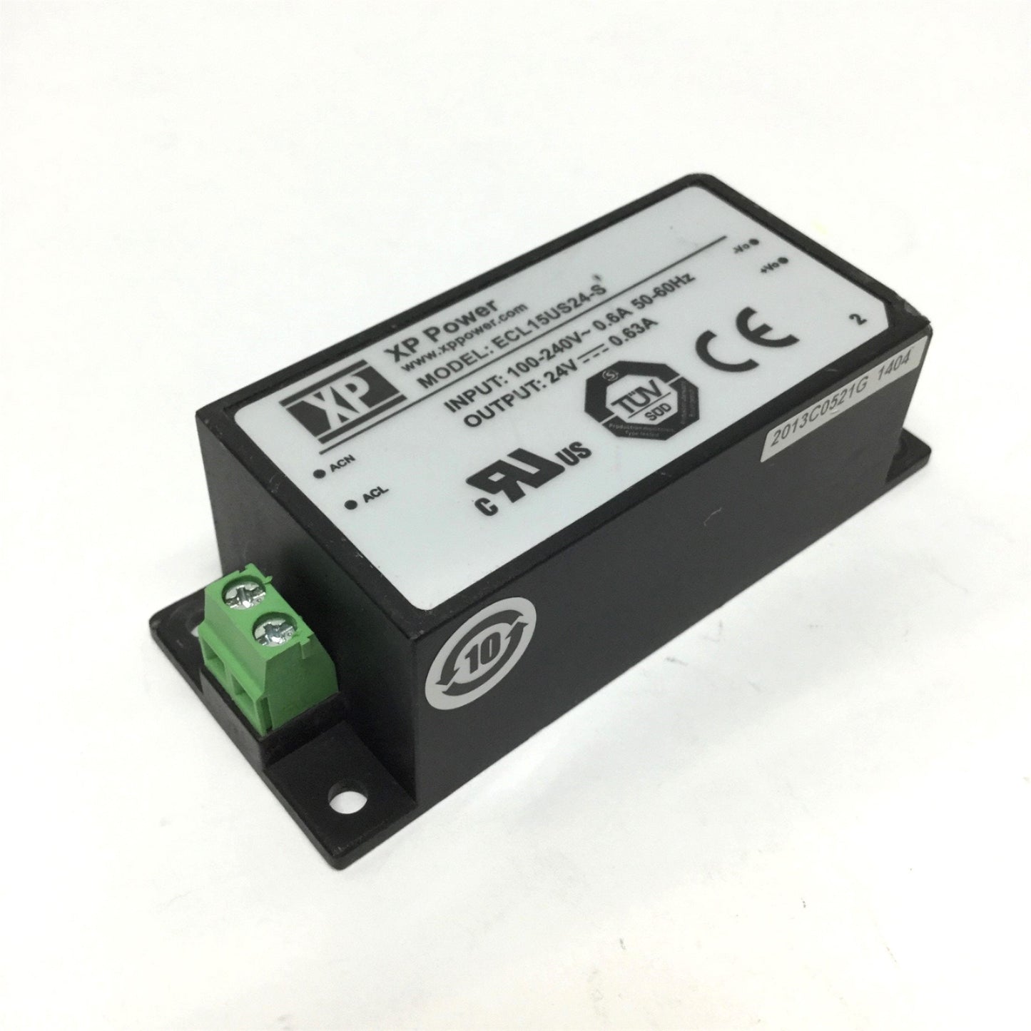 Used XP Power ECL15US24-S Enclosed Power Supply, 100-240VAC In, 24VDC Out, 0.63A 15W