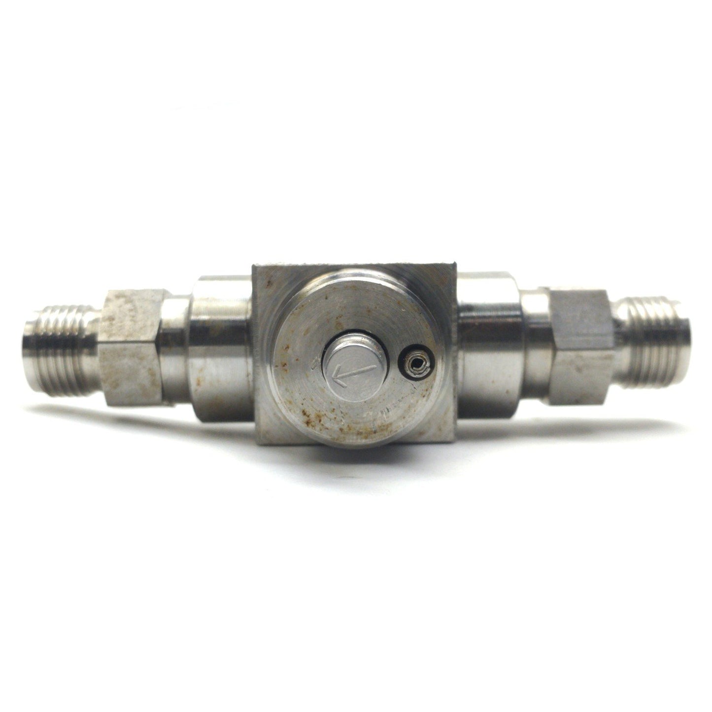 Used Swagelok SS-83XTS6 3-Way Ball Valve 1500PSI Ports: 2x 3/8" Hose 1/4"NPT 316 SS