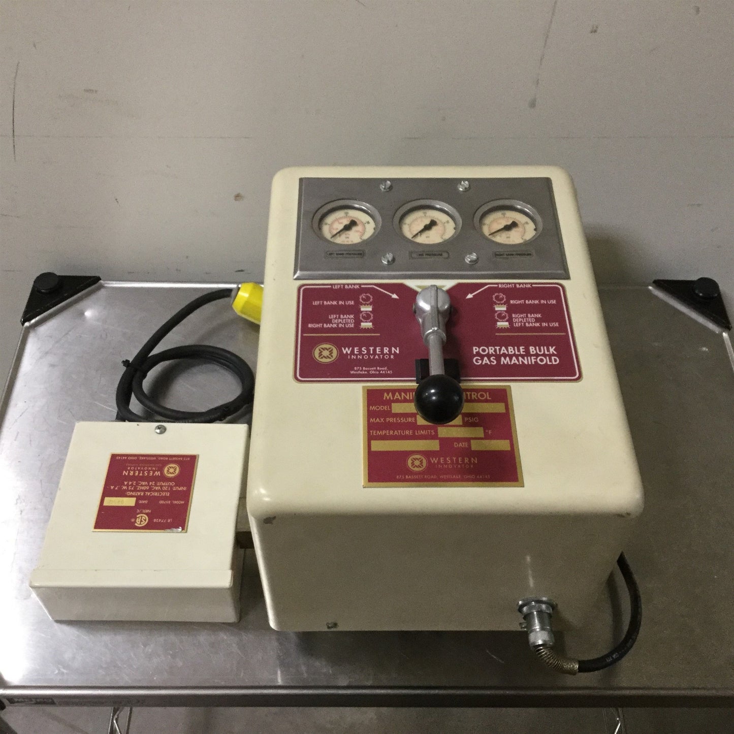Used Western Innovator LC-7-2 Manifold for Nitrogen, Two Cylinders, 350 PSI 120°F