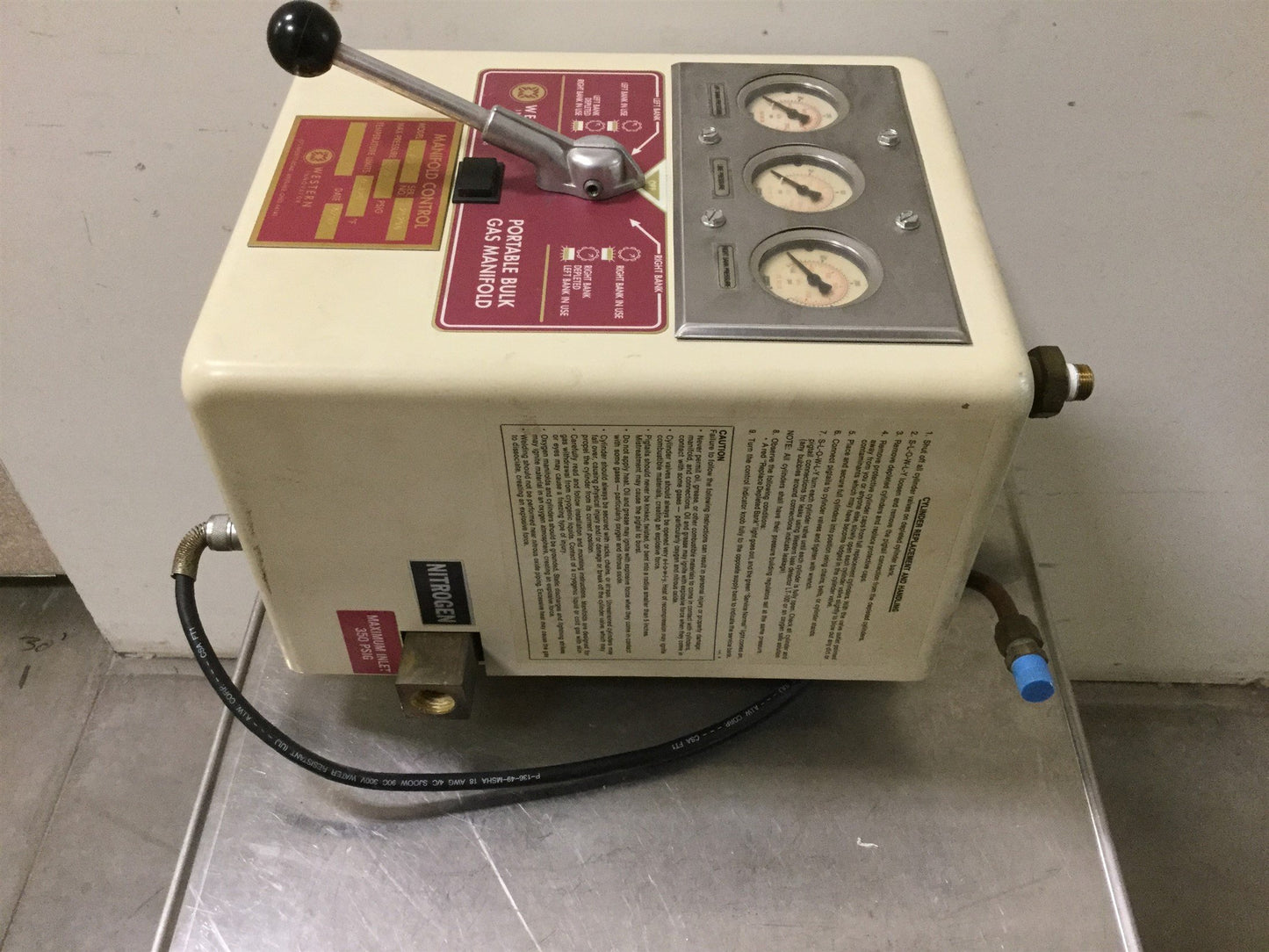 Used Western Innovator LC-7-2 Manifold for Nitrogen, Two Cylinders, 350 PSI 120°F