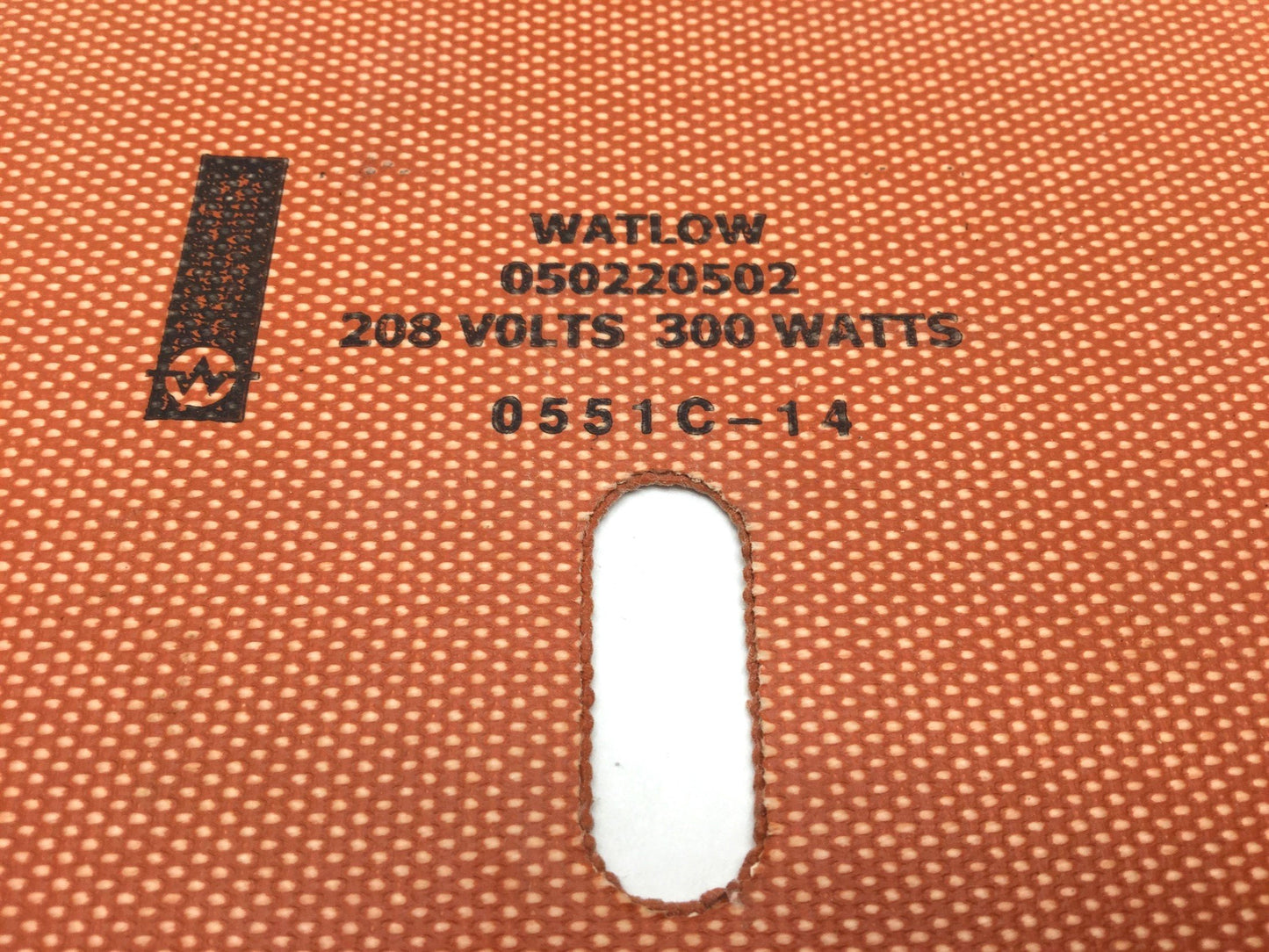 Used Watlow 050220502 Silicone Rubber Heater Length: 22", Width: 5" 208V, 300W