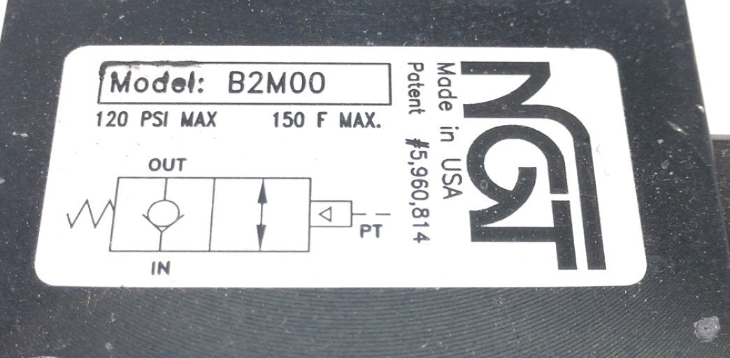 Used NGT B2M00 Pilot Operated Check Valve, Ports: 1/8" NPT, Pressure Rating: 120psi