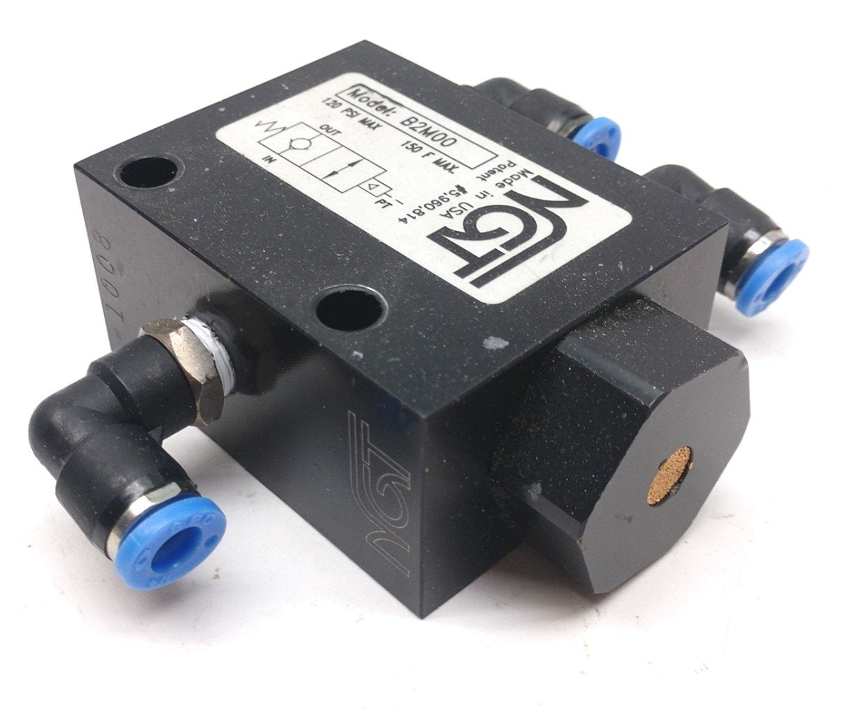 Used NGT B2M00 Pilot Operated Check Valve, Ports: 1/8" NPT, Pressure Rating: 120psi