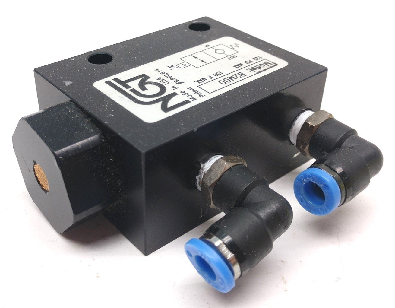 Used NGT B2M00 Pilot Operated Check Valve, Ports: 1/8" NPT, Pressure Rating: 120psi