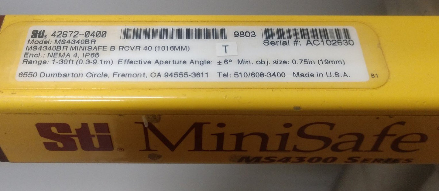 Used STI MiniSafe Series Light Curtains, MS4300 MS4340BR RCVR 40 & MS4340BX XMTR 40