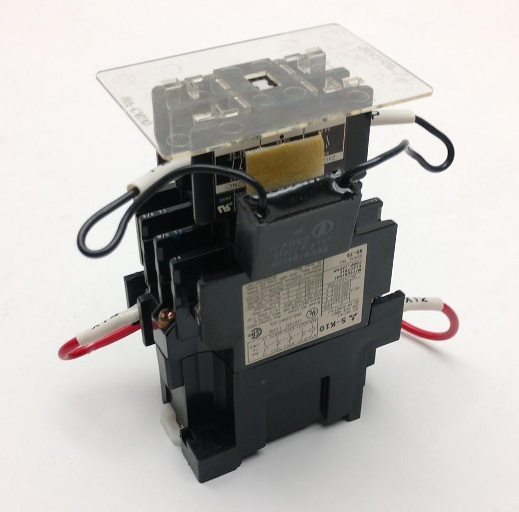Used Mitsubishi S-K10 Contactor, 3-Pole with N/O Aux, W/ UA-AX2 Auxiliary Block