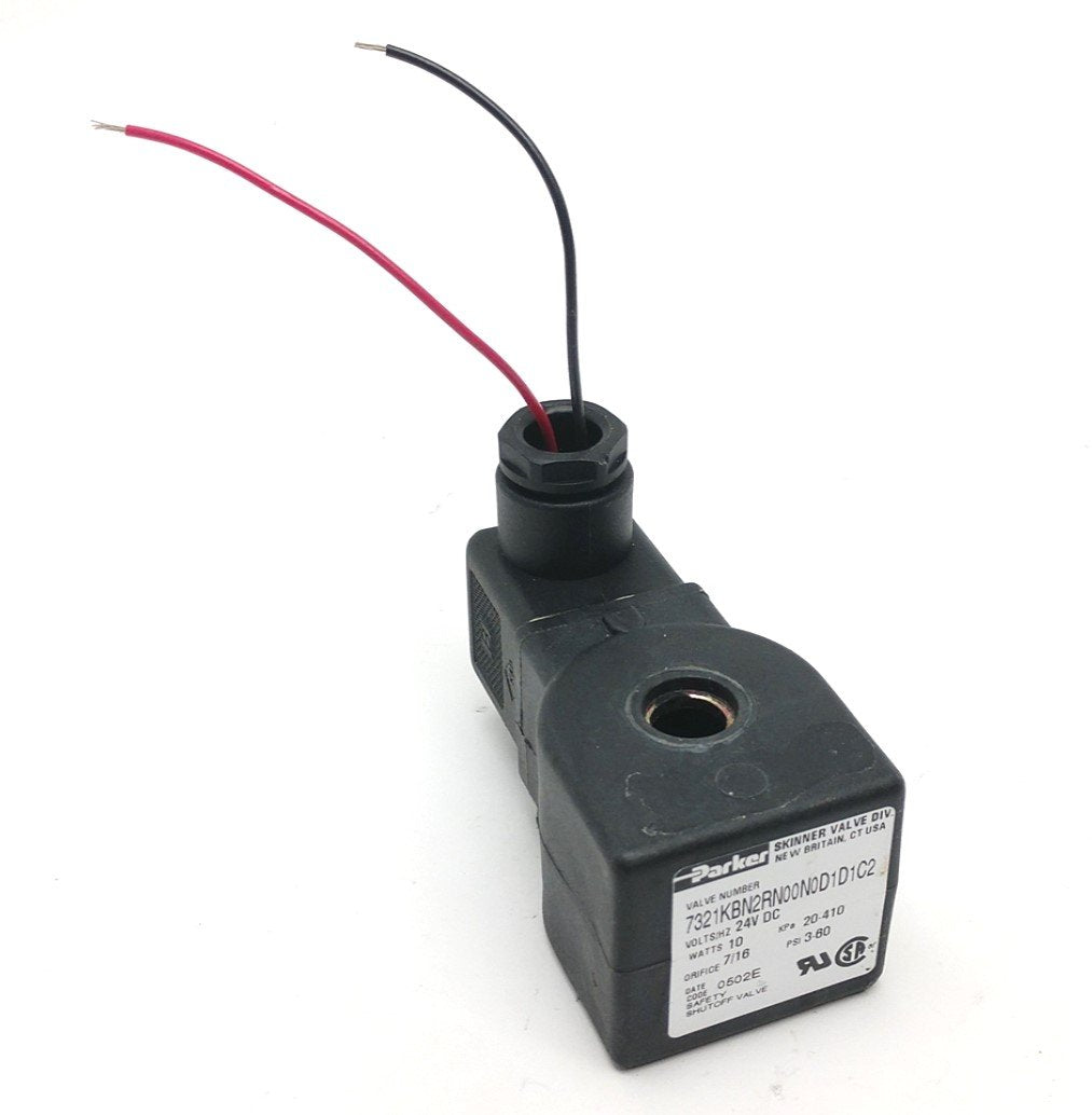 Used Parker 7321KBN2RN00N0D1D1C2 Skinner Solenoid Coil, Voltage: 24VDC, Two-Way