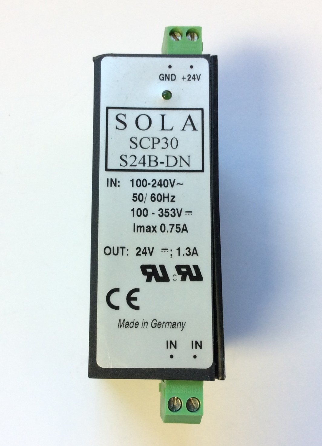 Used Sola SCP30 S24B-DN Power Supply Input: 100-240VAC 0.75A, Output: 24VDC 1.3A
