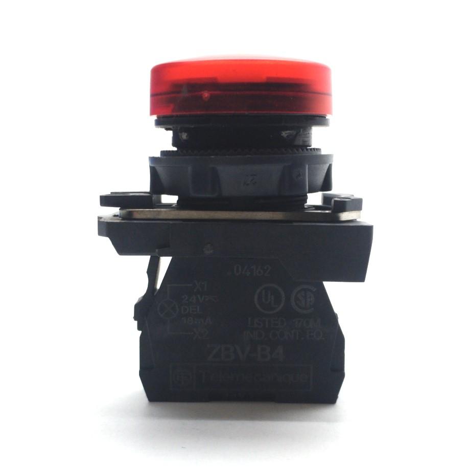 Used Lot of 4 Telemecanique ZBV-B4 Red LED Pilot Lights, ?20mm Hole, 24V AC/DC