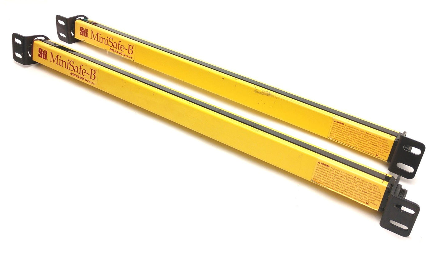 Used STI MiniSafe-B MS4300 Series R&T Light Curtains, Total Length: 24", Sensing: 20"