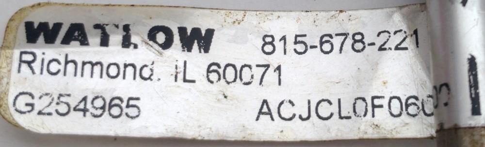 Used Watlow ACJCL0F060UJ000 90 Degree Thermocouple Type-J ⌀1/4" 6" Sheath Male Plug