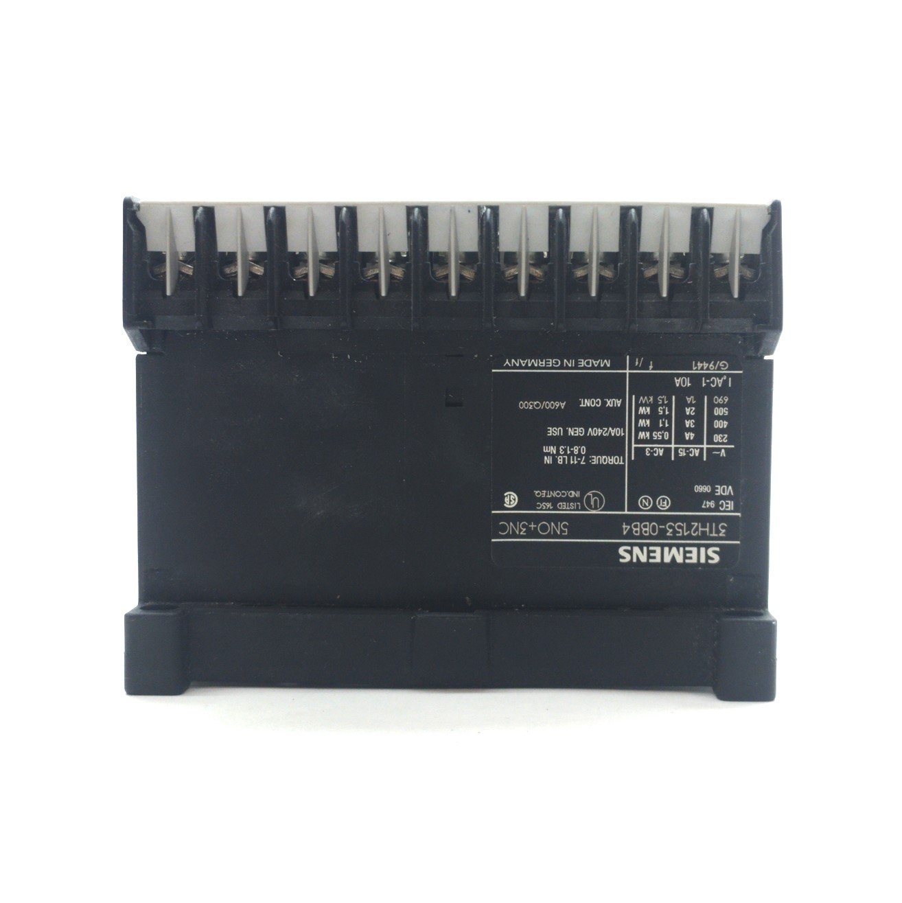 Used Siemens 3TH2153-0BB4 Contactor, 8-Pole 5 NO 3 NC, Coil: 24VDC