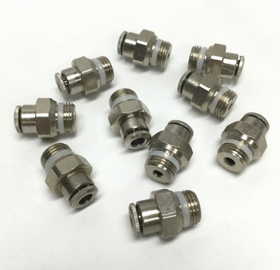 New – Open box Lot of 10 Weatherhead 1168x4Mx2PT Brass Pneumatic Push-In Fitting 4MM Tube 1/8PT