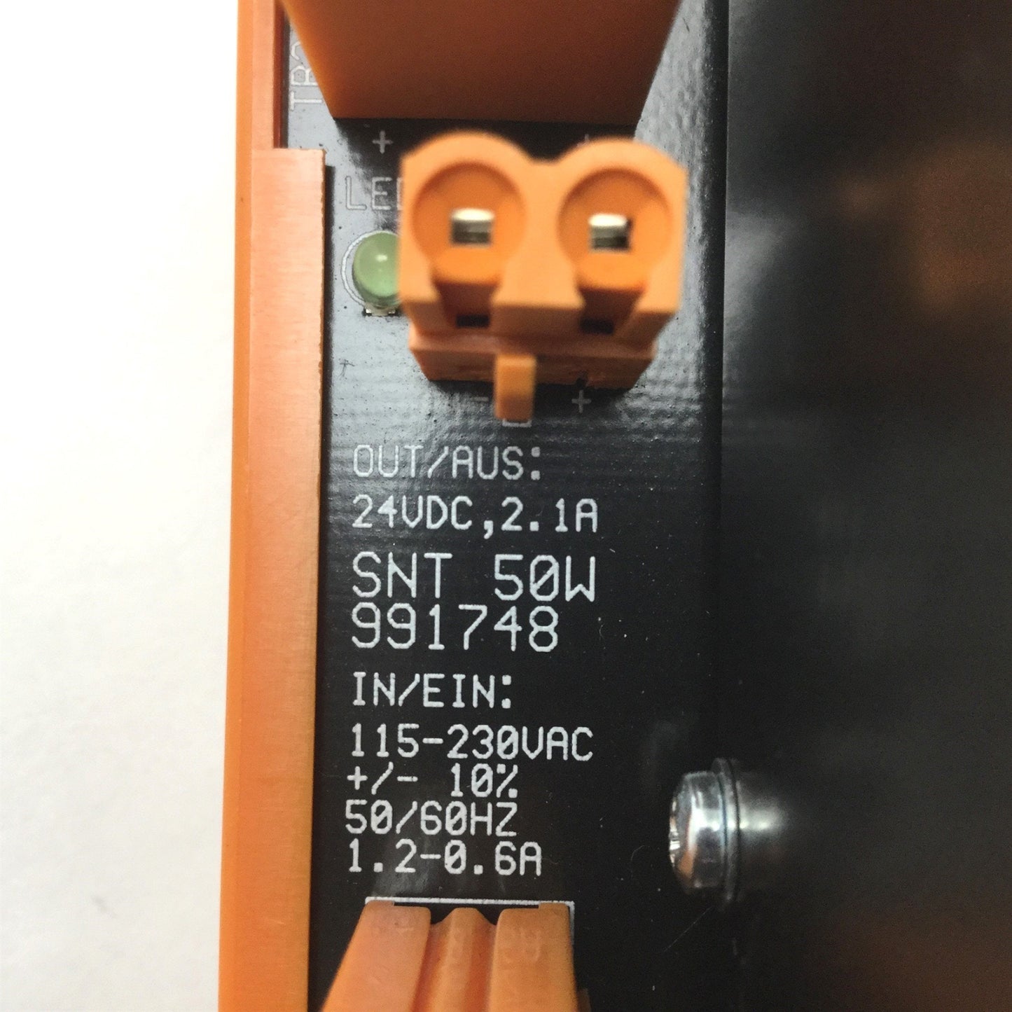 Used Weidmuller 991748 Power Supply, Input: 115-230VAC 1.2-0.6A, Output: 24VDC 2.1A