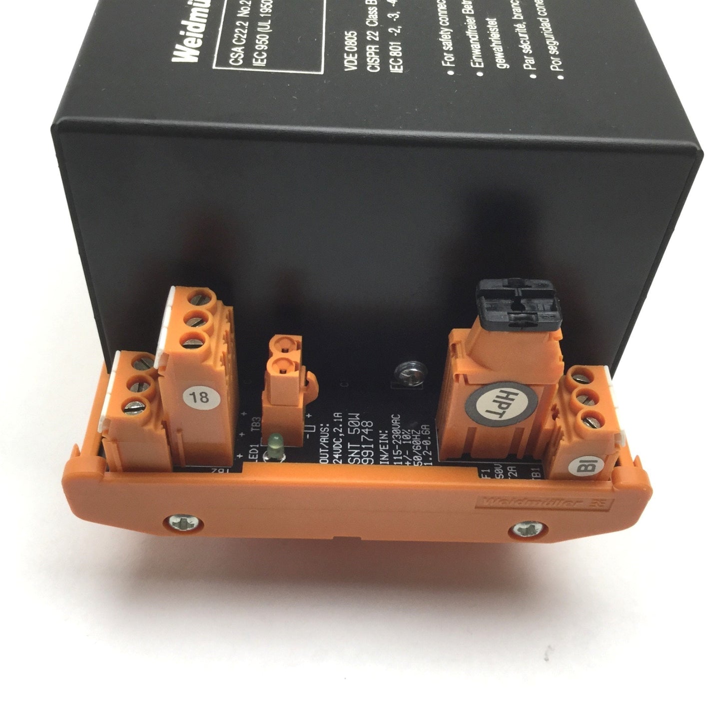 Used Weidmuller 991748 Power Supply, Input: 115-230VAC 1.2-0.6A, Output: 24VDC 2.1A