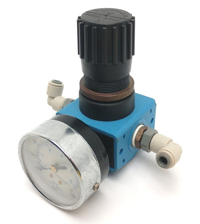Used Festo PA6-GF-30 Pneumatic Regulator, w/Gauge: 1-11bar, 1/4" NPT, Max : 200 PSI