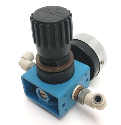 Used Festo PA6-GF-30 Pneumatic Regulator, w/Gauge: 1-11bar, 1/4" NPT, Max : 200 PSI