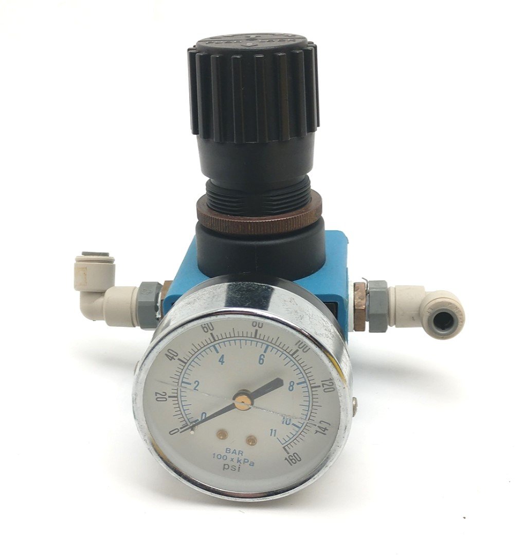 Used Festo PA6-GF-30 Pneumatic Regulator, w/Gauge: 1-11bar, 1/4" NPT, Max : 200 PSI