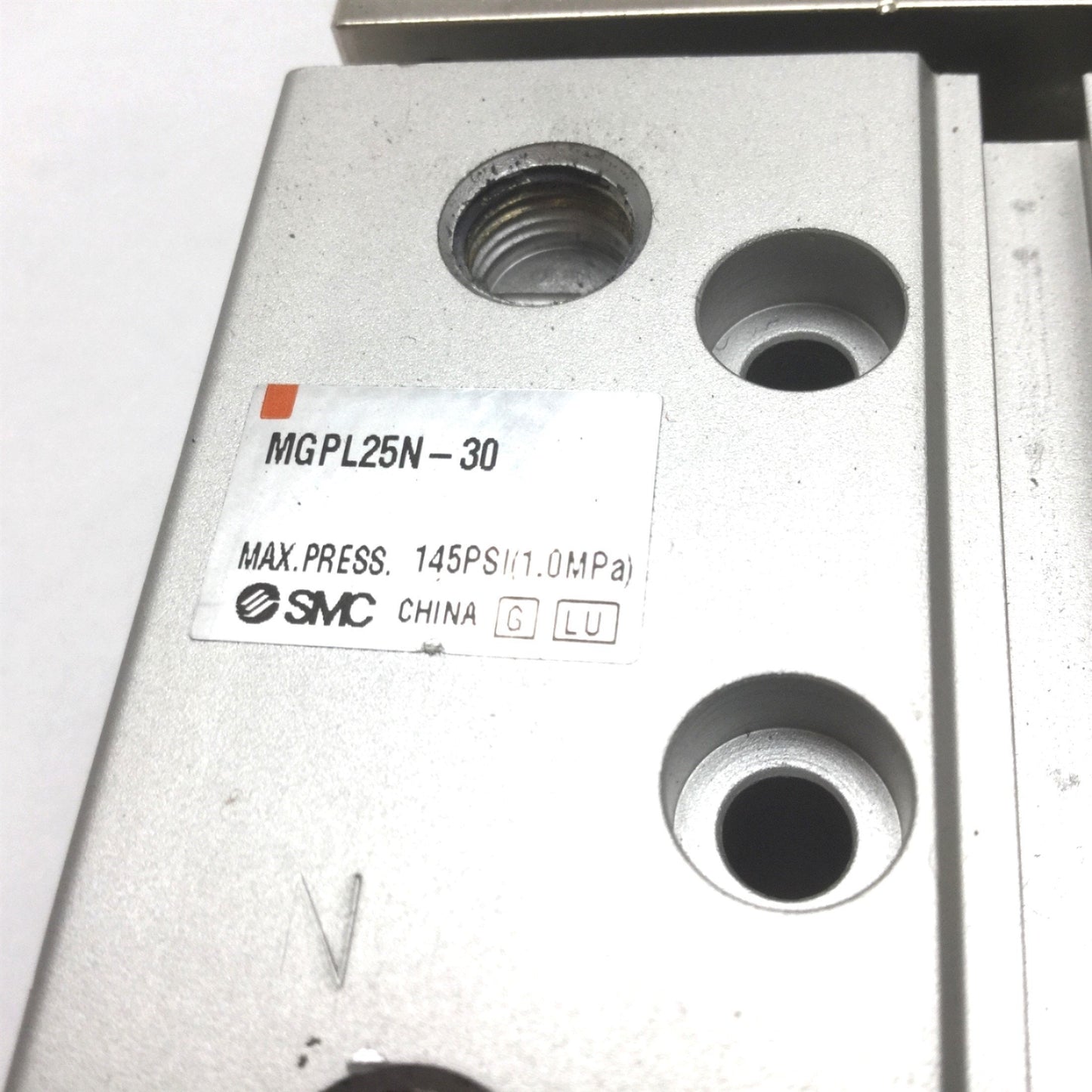 Used SMC MGPL25N-30 Guided Cylinder, Bore: 25mm, Stroke: 30mm, Ports: 1/8" NPT
